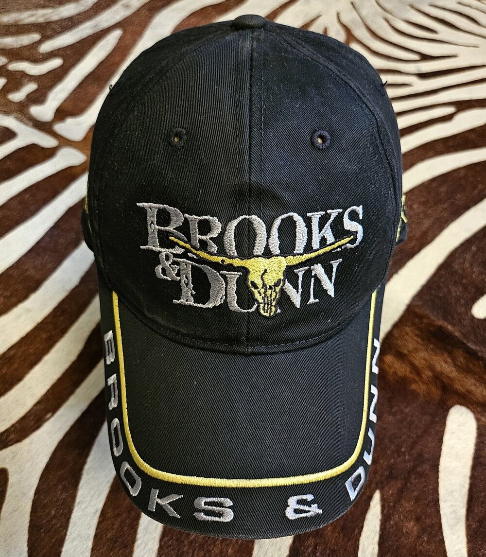Vintage 90s Women's Brooks & Dunn Hat Cap Strapback Black Adjustable Tour Merch